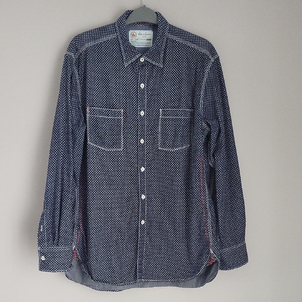 Robert Graham Jeans Men’s XL Polka Dot Button Down Shirt – Contrast Trim